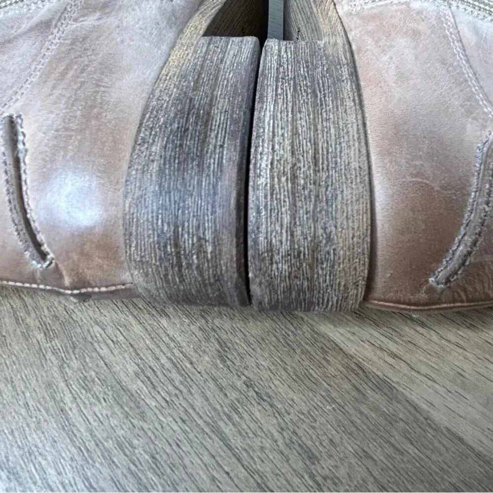 Free People Brenna Over The Knee Natural Leather Tall Boots Sz 38/8